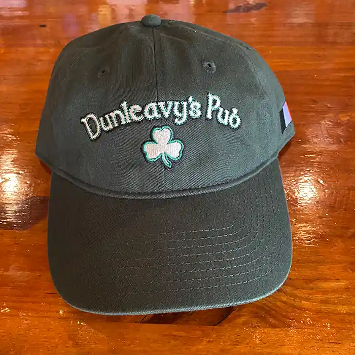 Dunleavy's Pub Dark Green Baseball Cap with Classic White Stitched Logo