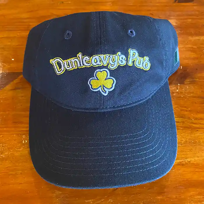 Navy Blue Dunleavy's Pub Baseball Cap with Light Blue & Yellow Stitched Logo